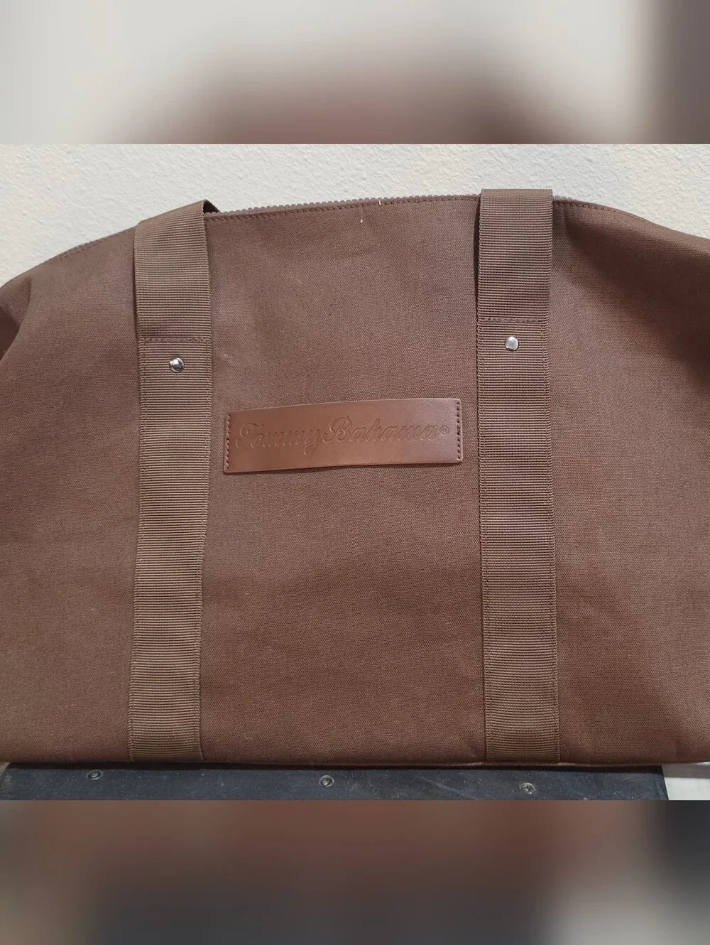 Tommy Bahama Brown Canvas Weekender Bag